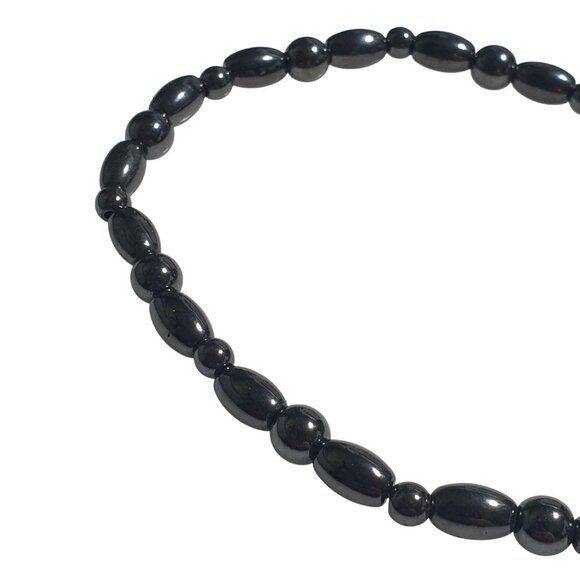 Large Wrist 9 In Black Magnetic Hematite Bead Stretch Bracelet Healing Gift - Picture 2 of 3